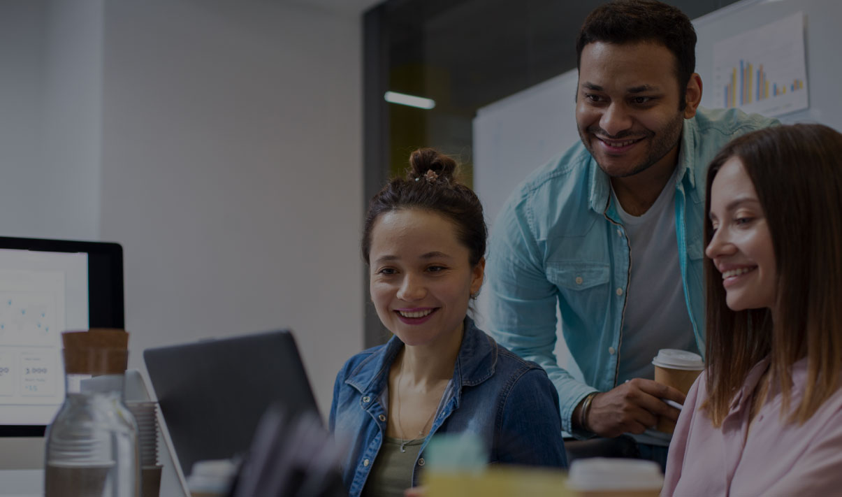 Utility Aid case study showcasing how Broker360 software helped launch a scalable sub-broker channel, with a team collaborating in an office setting.